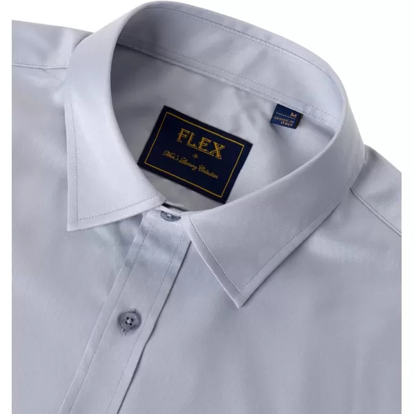 Alimens &amp; Gentle Men's Dress Shirts Long Sleeve Stretch Wrinkle-Free Solid Business Formal Casual Button Down Shirt