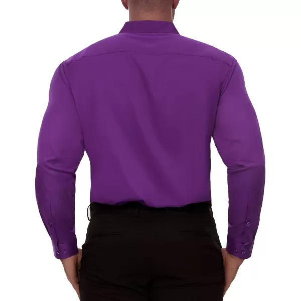 Alimens &amp; Gentle Men's Dress Shirts Long Sleeve Stretch Wrinkle-Free Solid Business Formal Casual Button Down Shirt