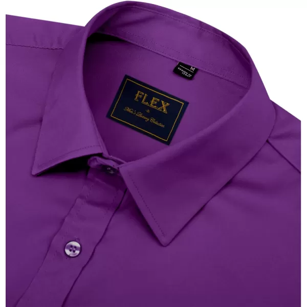 Alimens &amp; Gentle Men's Dress Shirts Long Sleeve Stretch Wrinkle-Free Solid Business Formal Casual Button Down Shirt