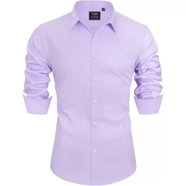 Alimens &amp; Gentle Men's Dress Shirts Long Sleeve Stretch Wrinkle-Free Solid Business Formal Casual Button Down Shirt