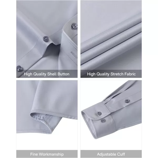 Alimens &amp; Gentle Men's Dress Shirts Long Sleeve Stretch Wrinkle-Free Solid Business Formal Casual Button Down Shirt