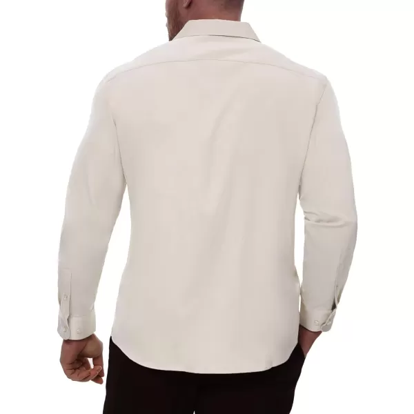Alimens &amp; Gentle Men's Dress Shirts Long Sleeve Stretch Wrinkle-Free Solid Business Formal Casual Button Down Shirt