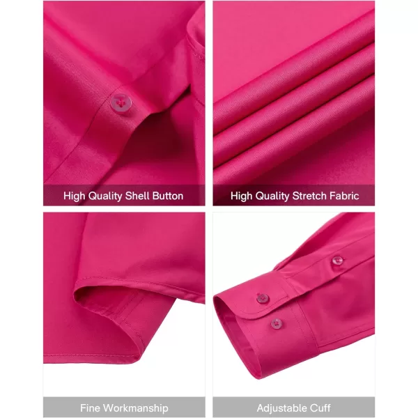 Alimens &amp; Gentle Men's Dress Shirts Long Sleeve Stretch Wrinkle-Free Solid Business Formal Casual Button Down Shirt