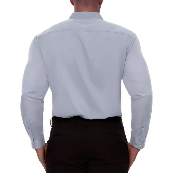 Alimens &amp; Gentle Men's Dress Shirts Long Sleeve Stretch Wrinkle-Free Solid Business Formal Casual Button Down Shirt