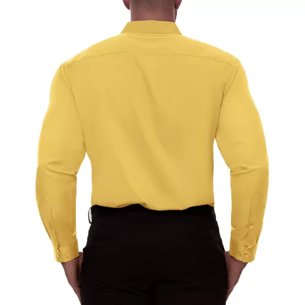 Alimens &amp; Gentle Men's Dress Shirts Long Sleeve Stretch Wrinkle-Free Solid Business Formal Casual Button Down Shirt