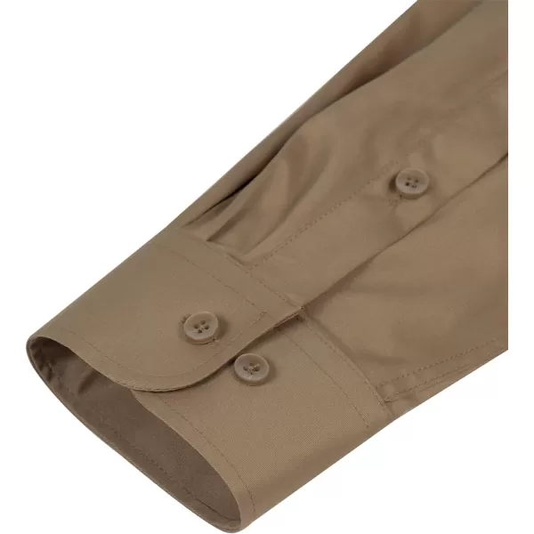 Alimens &amp; Gentle Men's Dress Shirts Long Sleeve Stretch Wrinkle-Free Solid Business Formal Casual Button Down Shirt