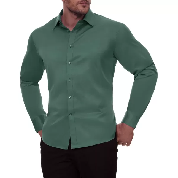 Alimens &amp; Gentle Men's Dress Shirts Long Sleeve Stretch Wrinkle-Free Solid Business Formal Casual Button Down Shirt