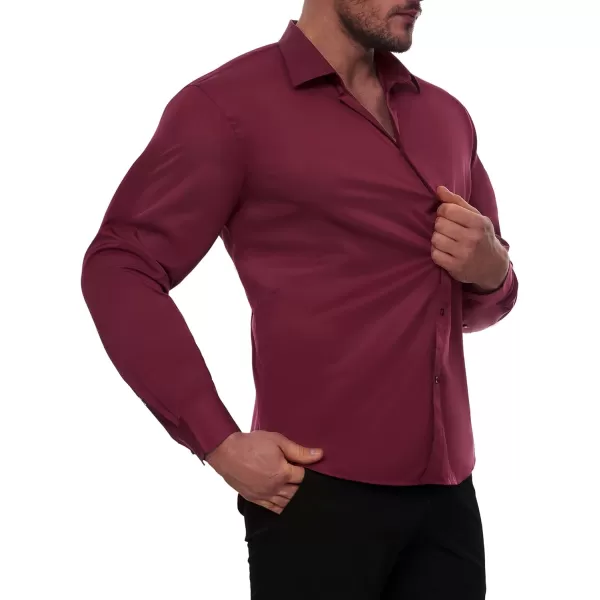 Alimens &amp; Gentle Men's Dress Shirts Long Sleeve Stretch Wrinkle-Free Solid Business Formal Casual Button Down Shirt