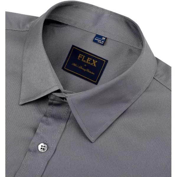 Alimens &amp; Gentle Men's Dress Shirts Long Sleeve Stretch Wrinkle-Free Solid Business Formal Casual Button Down Shirt