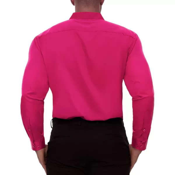 Alimens &amp; Gentle Men's Dress Shirts Long Sleeve Stretch Wrinkle-Free Solid Business Formal Casual Button Down Shirt