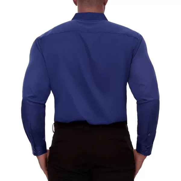 Alimens &amp; Gentle Men's Dress Shirts Long Sleeve Stretch Wrinkle-Free Solid Business Formal Casual Button Down Shirt