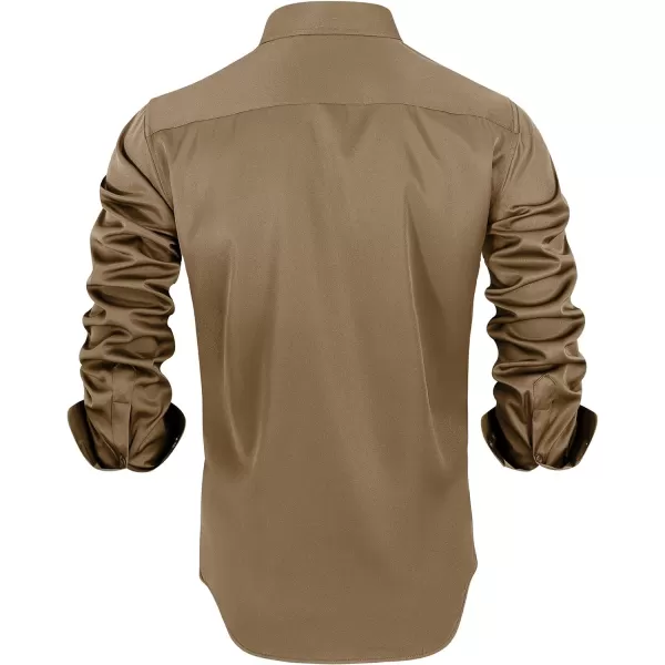 Alimens &amp; Gentle Men's Dress Shirts Long Sleeve Stretch Wrinkle-Free Solid Business Formal Casual Button Down Shirt