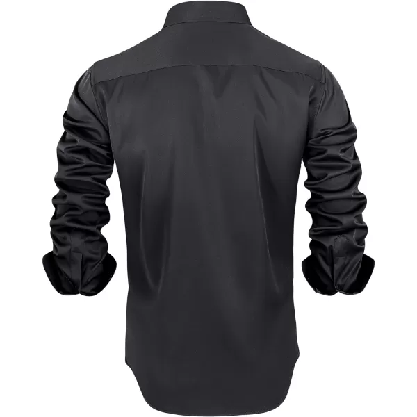 Alimens &amp; Gentle Men's Dress Shirts Long Sleeve Stretch Wrinkle-Free Solid Business Formal Casual Button Down Shirt