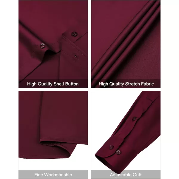 Alimens &amp; Gentle Men's Dress Shirts Long Sleeve Stretch Wrinkle-Free Solid Business Formal Casual Button Down Shirt