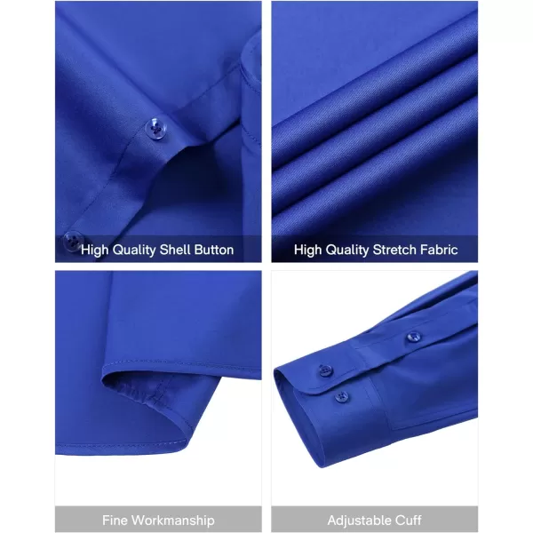 Alimens &amp; Gentle Men's Dress Shirts Long Sleeve Stretch Wrinkle-Free Solid Business Formal Casual Button Down Shirt