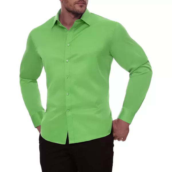 Alimens &amp; Gentle Men's Dress Shirts Long Sleeve Stretch Wrinkle-Free Solid Business Formal Casual Button Down Shirt