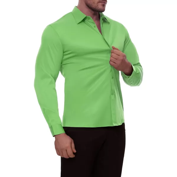 Alimens &amp; Gentle Men's Dress Shirts Long Sleeve Stretch Wrinkle-Free Solid Business Formal Casual Button Down Shirt