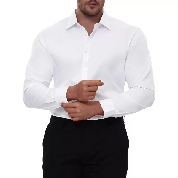 Alimens &amp; Gentle Men's Dress Shirts Long Sleeve Stretch Wrinkle-Free Solid Business Formal Casual Button Down Shirt