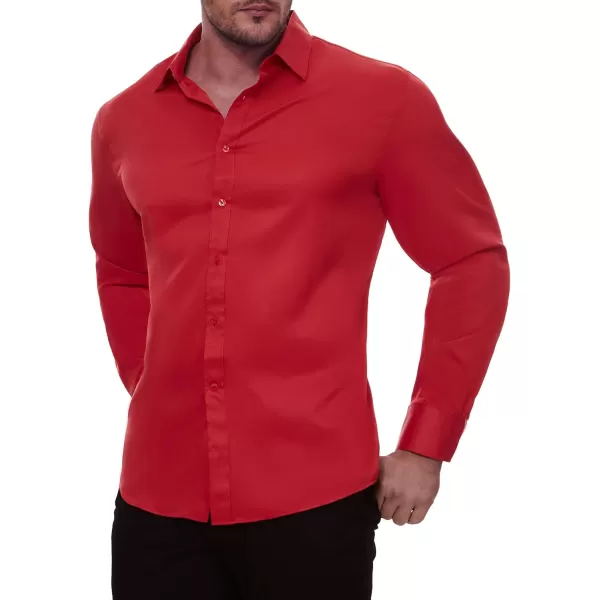 Alimens &amp; Gentle Men's Dress Shirts Long Sleeve Stretch Wrinkle-Free Solid Business Formal Casual Button Down Shirt