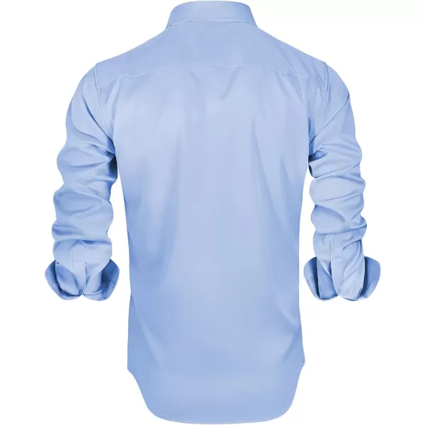 Alimens &amp; Gentle Men's Dress Shirts Long Sleeve Stretch Wrinkle-Free Solid Business Formal Casual Button Down Shirt