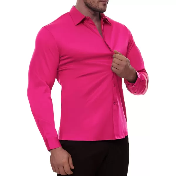 Alimens &amp; Gentle Men's Dress Shirts Long Sleeve Stretch Wrinkle-Free Solid Business Formal Casual Button Down Shirt