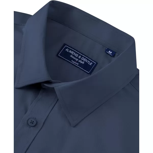 Alimens &amp; Gentle Mens Dress Shirts Long Sleeve Wrinkle Free Stretch Cotton Big Tall Button Down Shirts