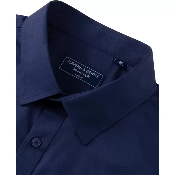 Alimens &amp; Gentle Mens Dress Shirts Long Sleeve Wrinkle Free Stretch Cotton Big Tall Button Down Shirts
