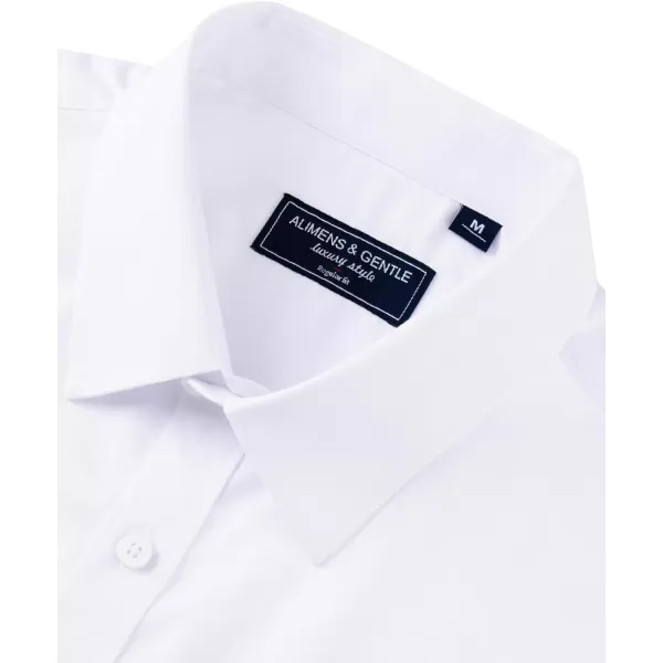 Alimens &amp; Gentle Mens Dress Shirts Long Sleeve Wrinkle Free Stretch Cotton Big Tall Button Down Shirts