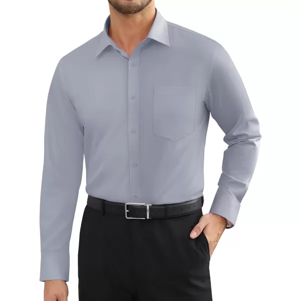 Alimens &amp; Gentle Mens Dress Shirts Long Sleeve Wrinkle Free Stretch Cotton Big Tall Button Down Shirts