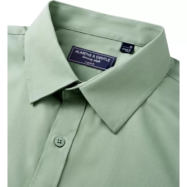 Alimens &amp; Gentle Mens Dress Shirts Long Sleeve Wrinkle Free Stretch Cotton Big Tall Button Down Shirts