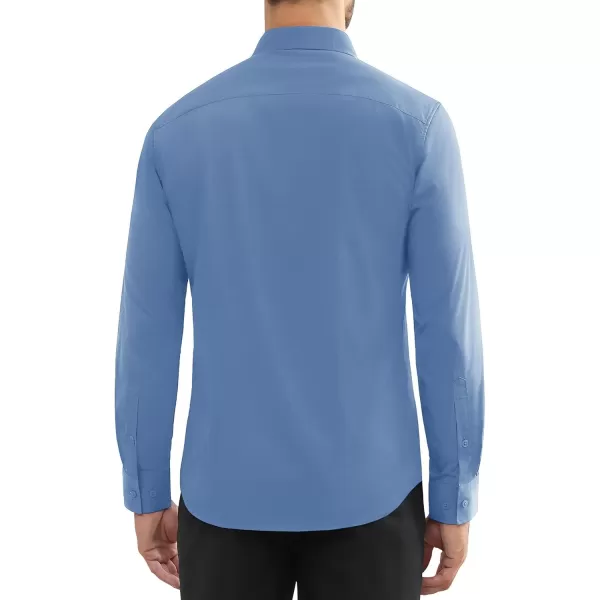 Alimens &amp; Gentle Mens Dress Shirts Long Sleeve Wrinkle Free Stretch Cotton Big Tall Button Down Shirts