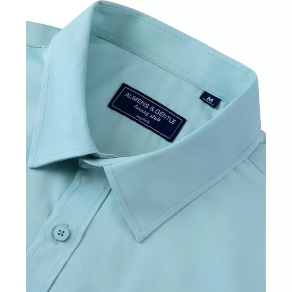 Alimens &amp; Gentle Mens Dress Shirts Long Sleeve Wrinkle Free Stretch Cotton Big Tall Button Down Shirts