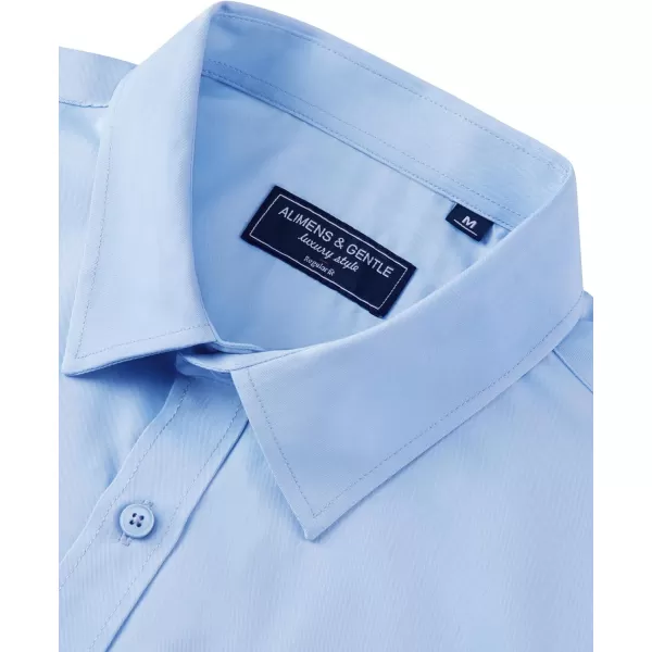 Alimens &amp; Gentle Mens Dress Shirts Long Sleeve Wrinkle Free Stretch Cotton Big Tall Button Down Shirts