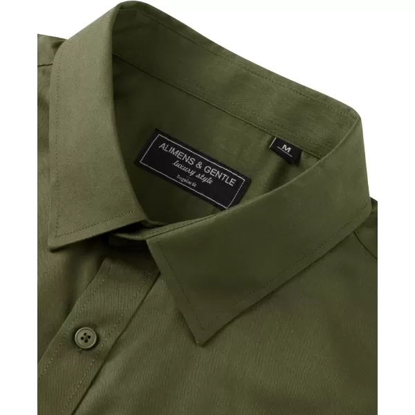 Alimens &amp; Gentle Mens Dress Shirts Long Sleeve Wrinkle Free Stretch Cotton Big Tall Button Down Shirts