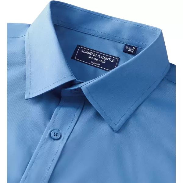 Alimens &amp; Gentle Mens Dress Shirts Long Sleeve Wrinkle Free Stretch Cotton Big Tall Button Down Shirts