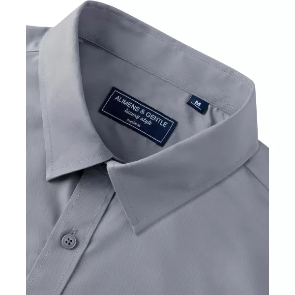 Alimens &amp; Gentle Mens Dress Shirts Long Sleeve Wrinkle Free Stretch Cotton Big Tall Button Down Shirts