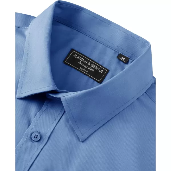 Alimens &amp; Gentle Mens Dress Shirts Long Sleeve Wrinkle Free Stretch Cotton Big Tall Button Down Shirts