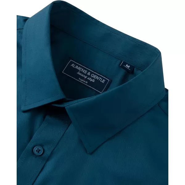 Alimens &amp; Gentle Mens Dress Shirts Long Sleeve Wrinkle Free Stretch Cotton Big Tall Button Down Shirts
