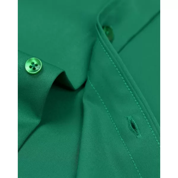 Alimens &amp; Gentle Men's Dress Shirts Long Sleeve Wrinkle-Free Stretch Shirts Solid Formal Button Down Shirt with Pocket