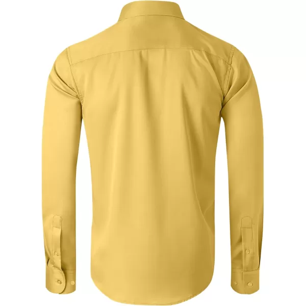 Alimens &amp; Gentle Men's Dress Shirts Long Sleeve Wrinkle-Free Stretch Shirts Solid Formal Button Down Shirt with Pocket
