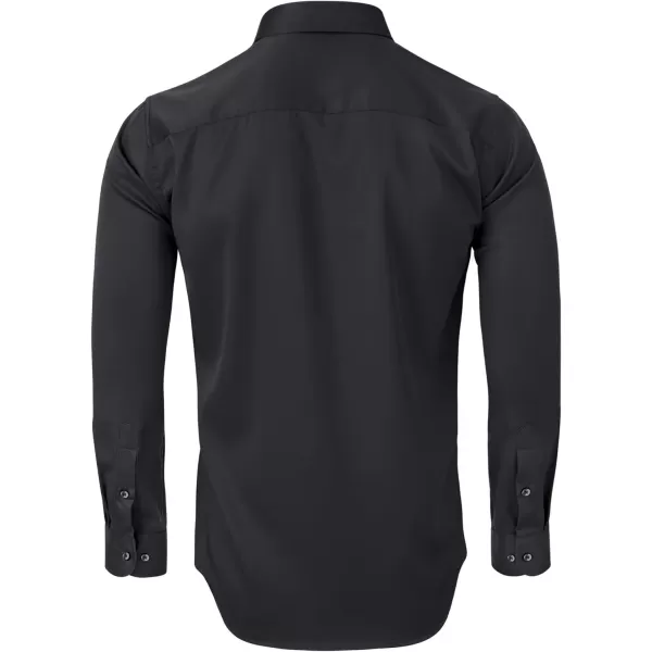 Alimens &amp; Gentle Men's Dress Shirts Long Sleeve Wrinkle-Free Stretch Shirts Solid Formal Button Down Shirt with Pocket