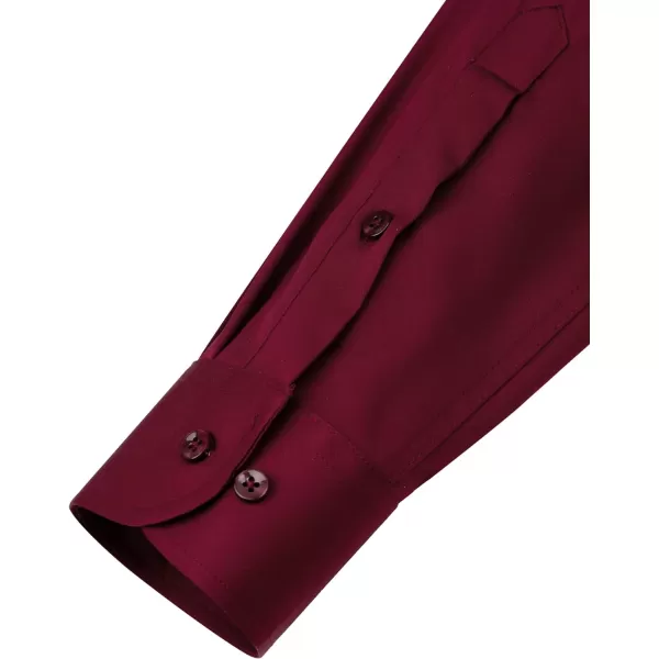 Alimens &amp; Gentle Men's Dress Shirts Long Sleeve Wrinkle-Free Stretch Shirts Solid Formal Button Down Shirt with Pocket