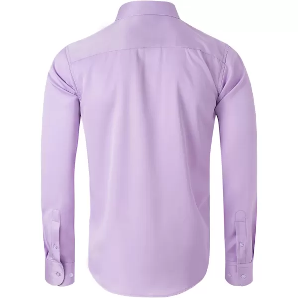 Alimens &amp; Gentle Men's Dress Shirts Long Sleeve Wrinkle-Free Stretch Shirts Solid Formal Button Down Shirt with Pocket