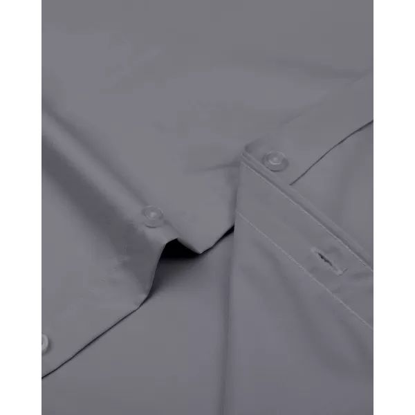 Alimens &amp; Gentle Men's Dress Shirts Long Sleeve Wrinkle-Free Stretch Shirts Solid Formal Button Down Shirt with Pocket