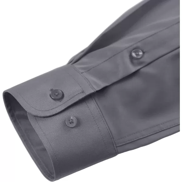 Alimens &amp; Gentle Men's Dress Shirts Long Sleeve Wrinkle-Free Stretch Shirts Solid Formal Button Down Shirt with Pocket