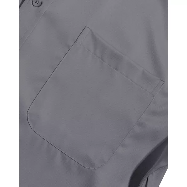 Alimens &amp; Gentle Men's Dress Shirts Long Sleeve Wrinkle-Free Stretch Shirts Solid Formal Button Down Shirt with Pocket