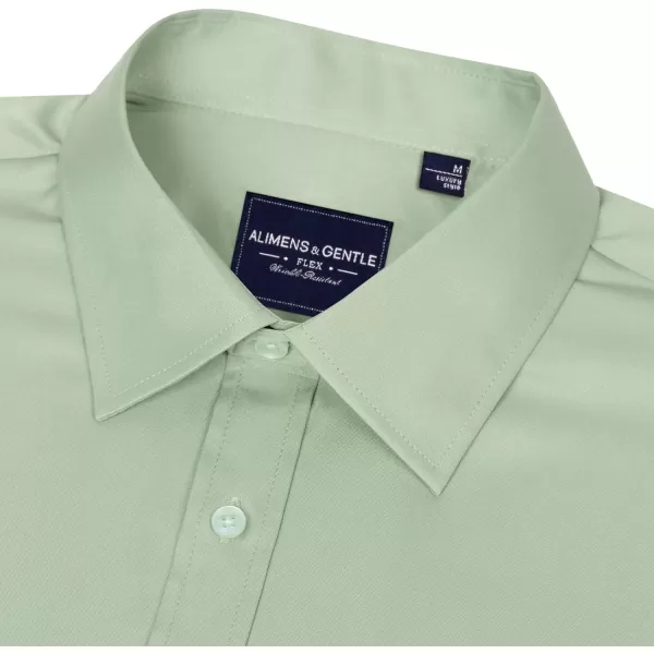 Alimens &amp; Gentle Men's Dress Shirts Long Sleeve Wrinkle-Free Stretch Shirts Solid Formal Button Down Shirt with Pocket