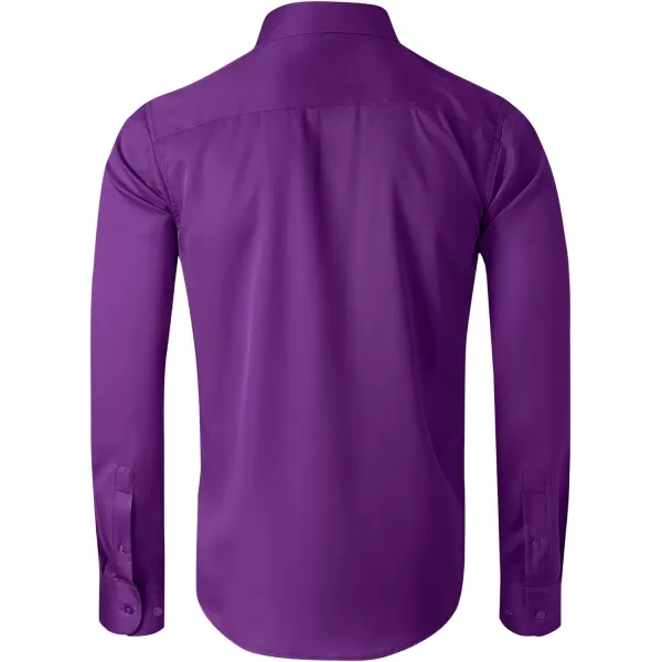 Alimens &amp; Gentle Men's Dress Shirts Long Sleeve Wrinkle-Free Stretch Shirts Solid Formal Button Down Shirt with Pocket