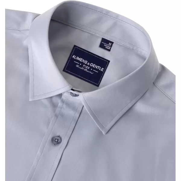 Alimens &amp; Gentle Men's Dress Shirts Long Sleeve Wrinkle-Free Stretch Shirts Solid Formal Button Down Shirt with Pocket