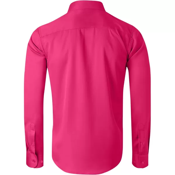 Alimens &amp; Gentle Men's Dress Shirts Long Sleeve Wrinkle-Free Stretch Shirts Solid Formal Button Down Shirt with Pocket